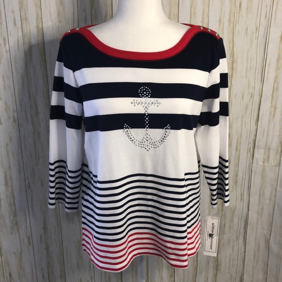 Alfred Dunner anchor women’s stripe top size PM - Picture 2 of 12